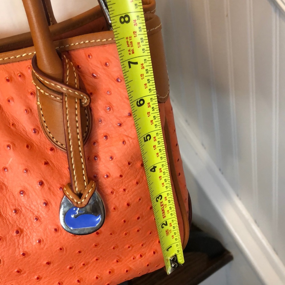 DOONEY & BOURKE Orange Ostrich Print Leather Crossbody Shoulder Laptop Bag NWOT - Picture 8 of 16